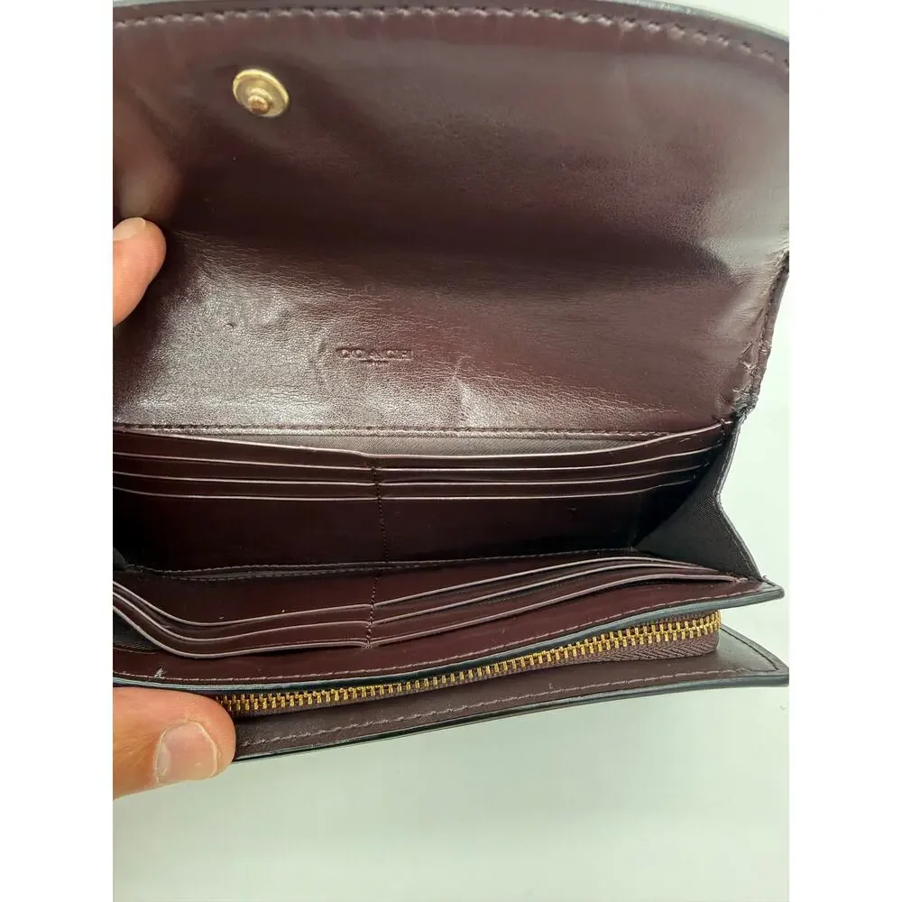 COACH Continental Envelope Wallet Floral Cluster Printed Coated Canvas Brown⁠